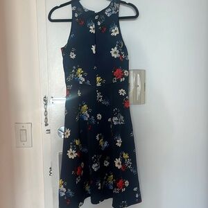 Beautiful blue formal dress with red flowers